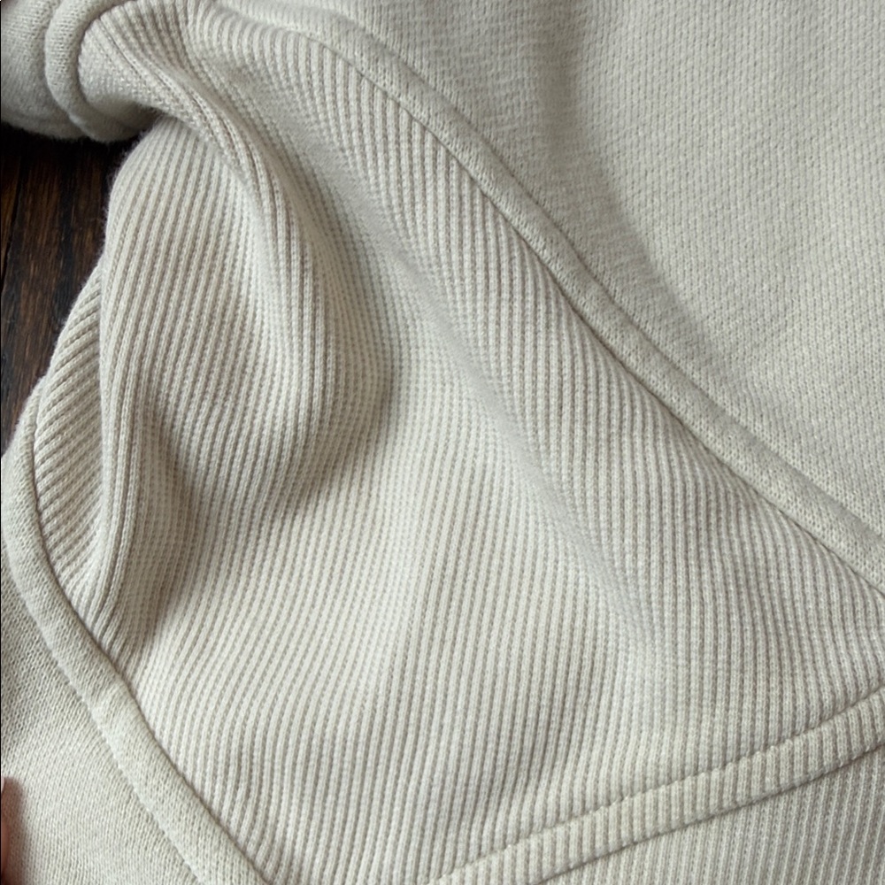 Lululemon x Peloton Scuba Oversized Funnel Neck Half Zip color is Bone size XS/S - Picture 13 of 14